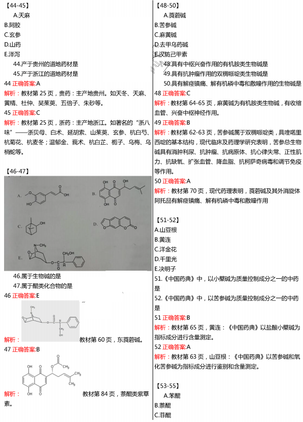 2015年执业药师《中药学专业知识一》真题及答案(图片版)