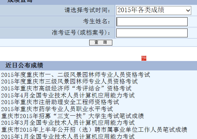 2015年重庆高级经济师考试成绩查询入口开通