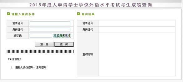 新疆2015年成人学位英语考试成绩查询入口