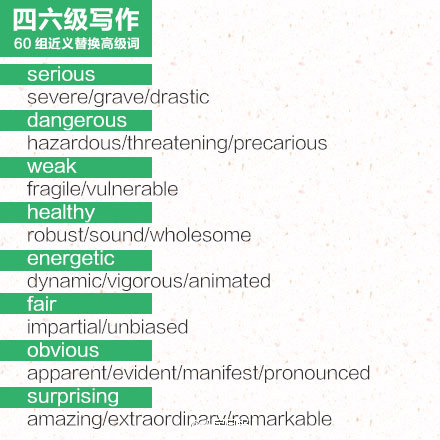 英语四级作文60组近义替换词