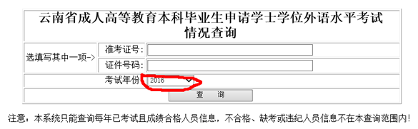 2016年云南成人学士学位英语成绩查询入口开通