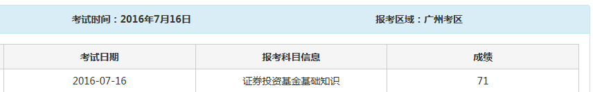 2016年7月基金从业资格预约式成绩查询入口开通