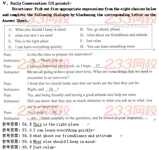 2016年成人高考专升本英语强化试题及答案一