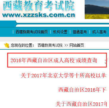 2016年西藏成人高考怎么网上查分