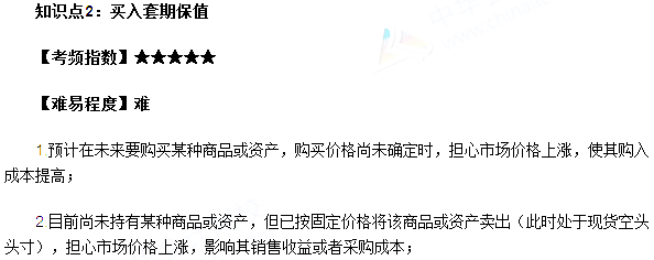 2017年期货从业《期货基础知识》第四章：买入套期保值