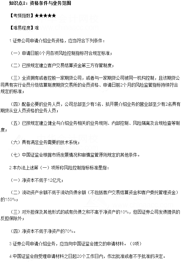 2017期货从业《法律法规》高频考点：资格条件与业务范围