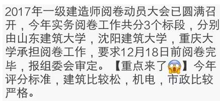 2017一级建造师阅卷工作12.18前完成,建筑阅卷