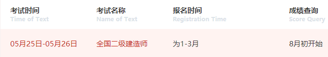 二级建造师考试时间