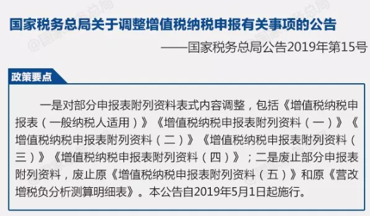 2019年5月1日开始实施的税收政策