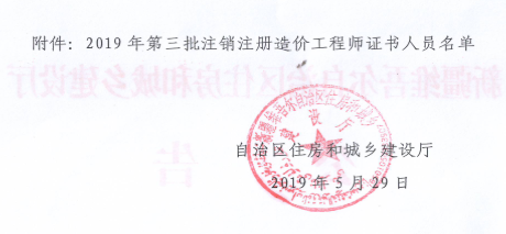 2019年第三批注销注册造价工程师人员名单