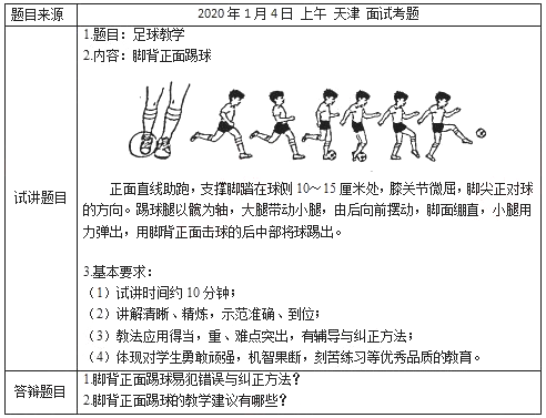 小学体育教师资格面试真题