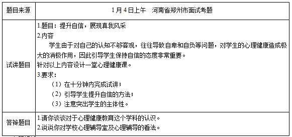 初中心理健康教师资格面试真题