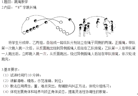 小学体育教师资格面试真题及答案：“8”字跳长绳