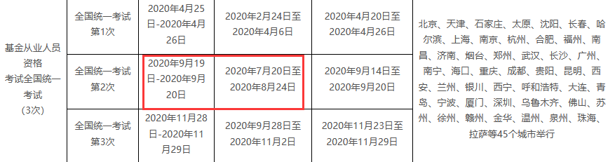 9月的基金从业全国统考