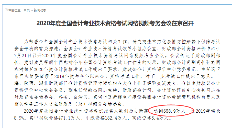 2020年初级会计职称考试报名人数471.1万人