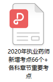 138页，2020年执业药师新增考点66个+各章节重要考点